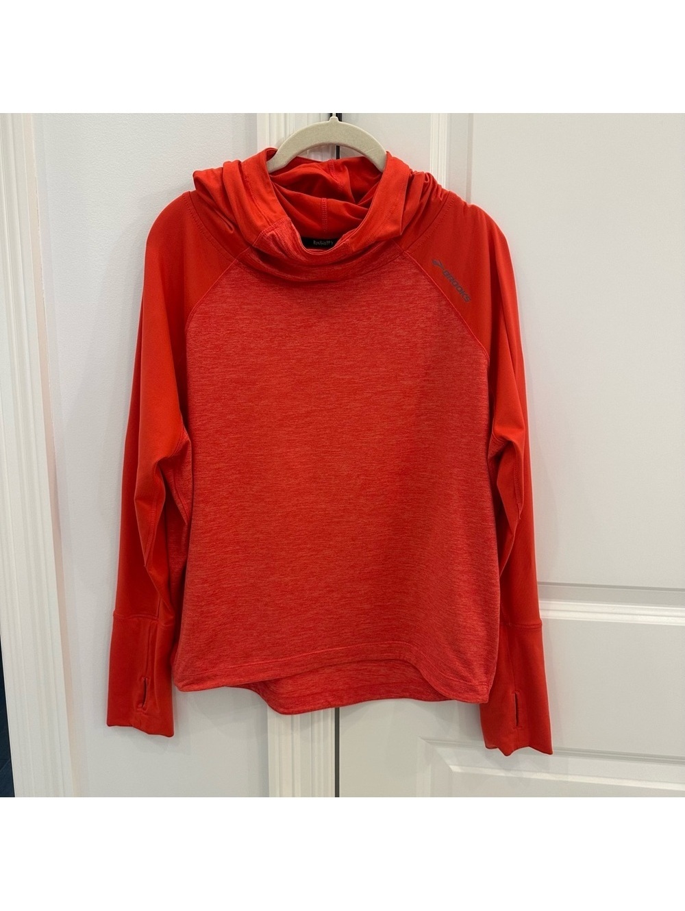 Brooks DriLayer High Visibility Coral Orange Running Hoodie XS